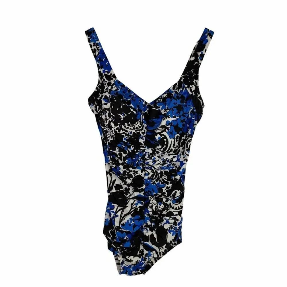 Maxine of Hollywood Size 14 Shirred Front One Piece Swimsuit